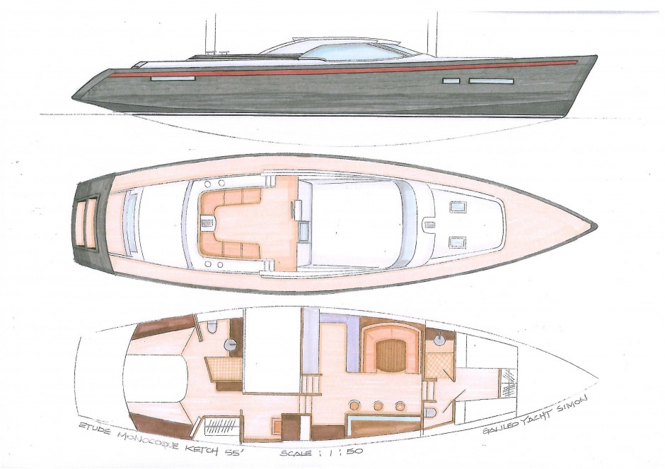Kéréon 55' monocoque voile par Luc Simon architecte naval & designer