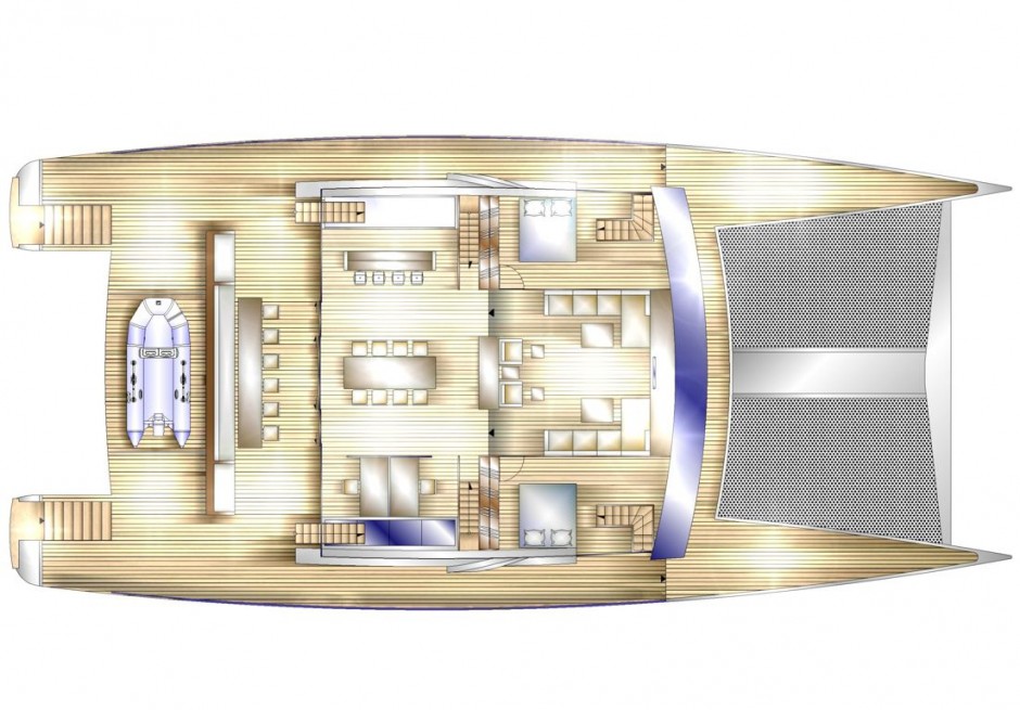 L'Arkona 100’ un spacieux yacht de luxe, catamaran de conception moderne, design Luc Simon.