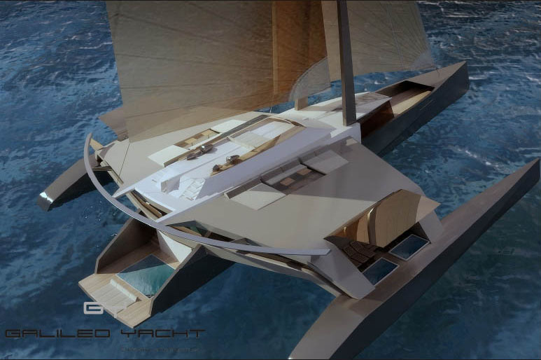 concept-boat - Arkona trimaran 150' à mat repliable par Luc Simon architecte naval
