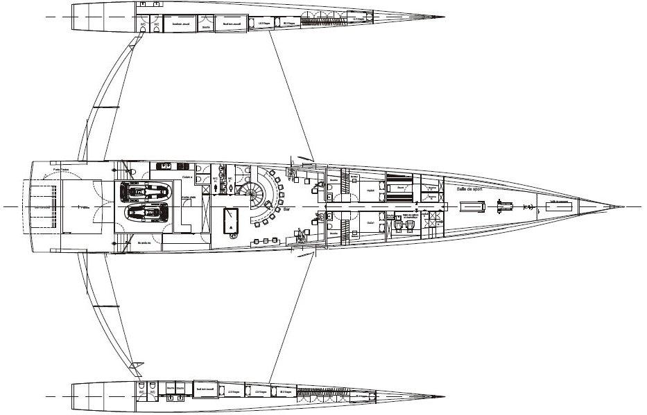 concept-boat - Arkona trimaran 150' à mat repliable par Luc Simon architecte naval