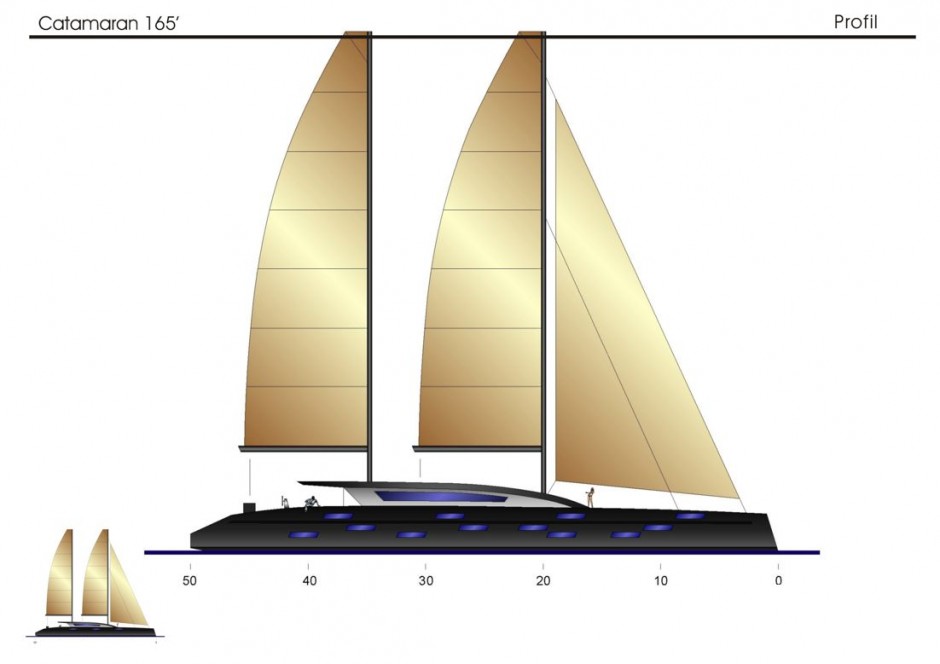 Arkona 165': un catamaran voile high tech, design Galileo Yacht Simon - construction chantier naval de Kénitra (Maroc).