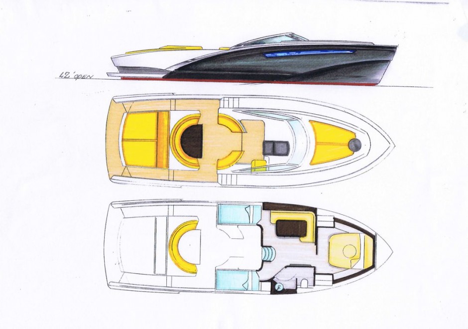 Arkona 42' monocoque moteur par Luc Simon architecte naval & designer