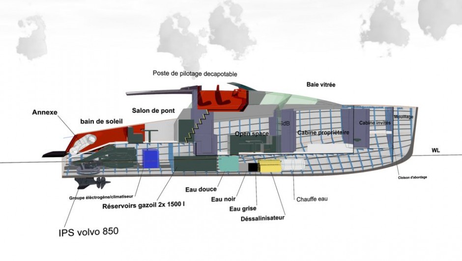 Arkona 45' monocoque moteur par Luc Simon architecte naval & designer