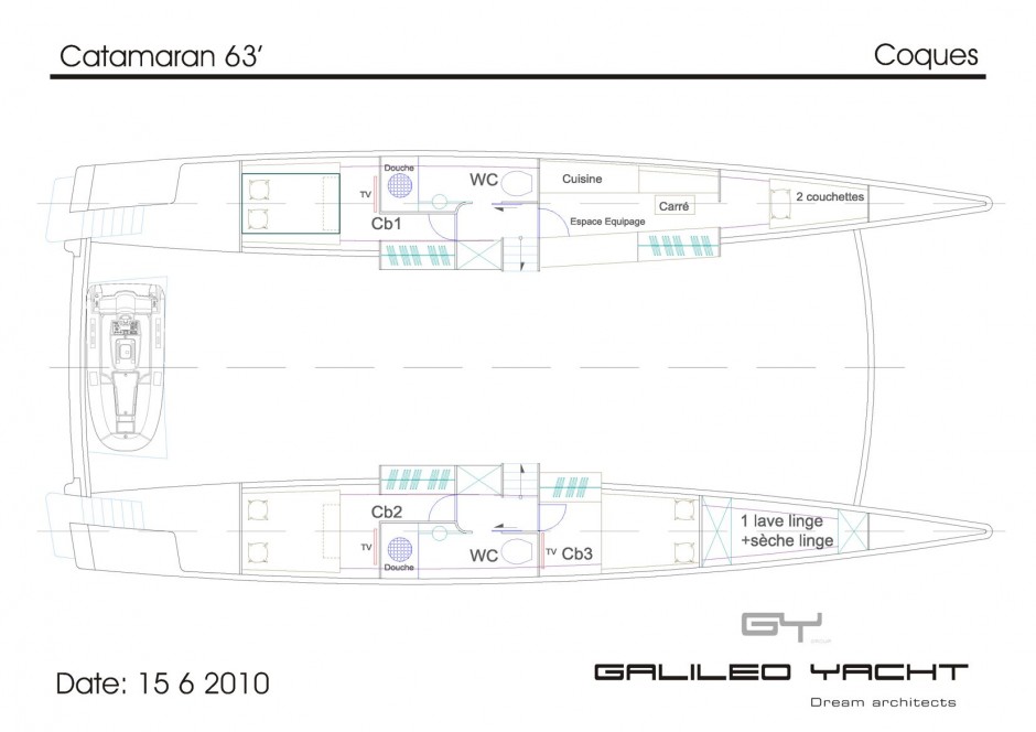 L'Arkona 63' multicoque moteur par Luc Simon, architecte naval et constructeur de bateau. Un catamaran de luxe high Tech, performant et design.