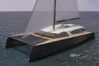 L'Arkona 77’ un yacht de luxe, catamaran en construction au chantier naval de Kénitra (Maroc). Design Luc Simon.