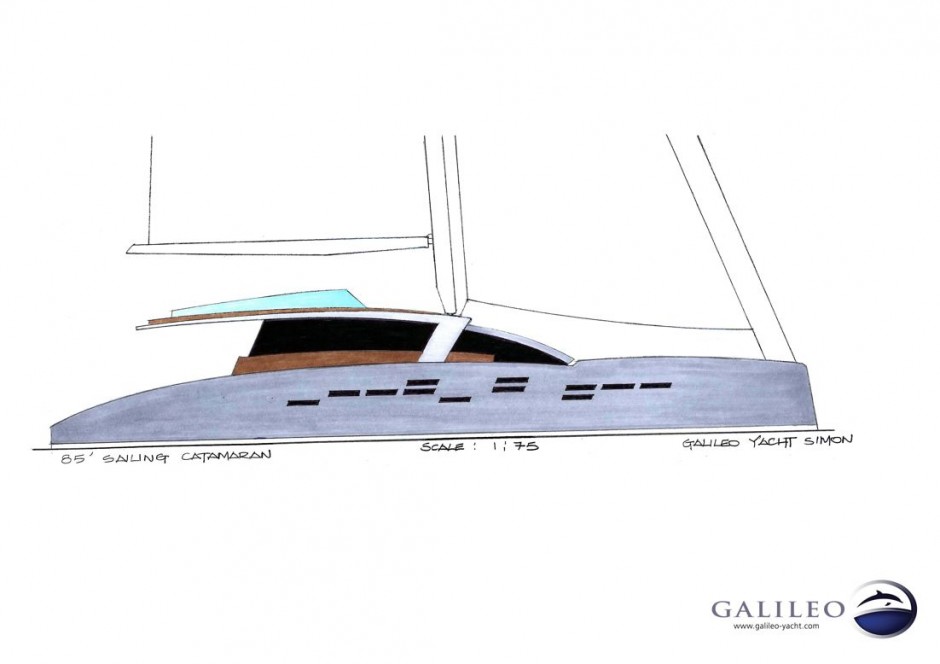 L'arkona 85' : un catamaran voile high tech, design Galileo Yacht Simon - construction chantier naval de Kénitra (Maroc).