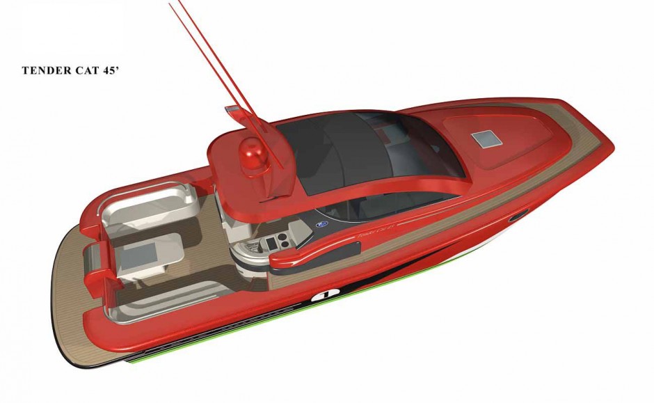 Le Blubay 45 Tender cat moteur par Luc Simon, architecte naval et constructeur de bateau