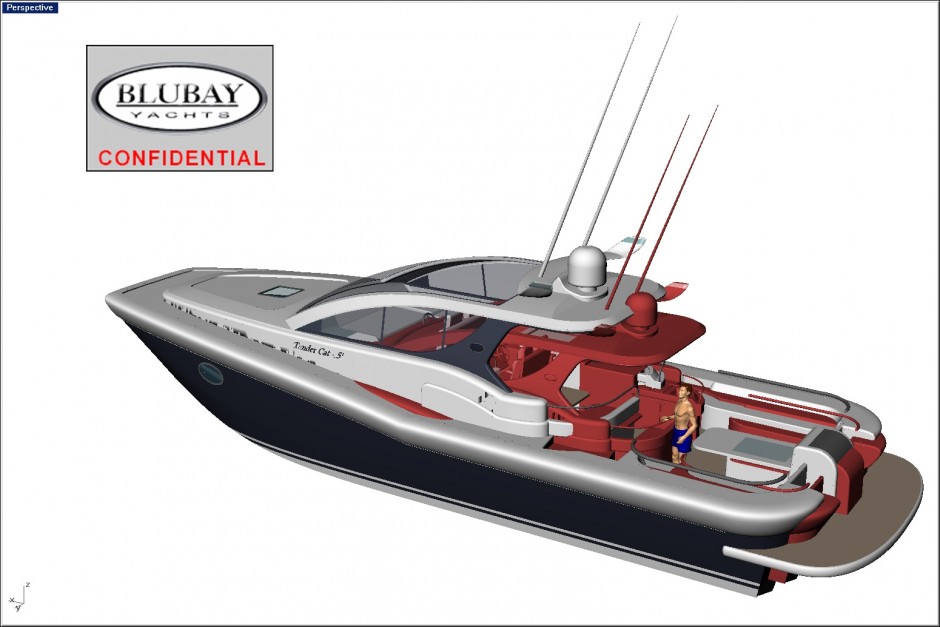 Le Blubay 55' Tender cat moteur par Luc Simon, architecte naval et constructeur de bateau