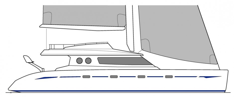 Blubay 65' Galiléo cata voile par Luc Simon, architecte et designer naval, constructeur de bateau.