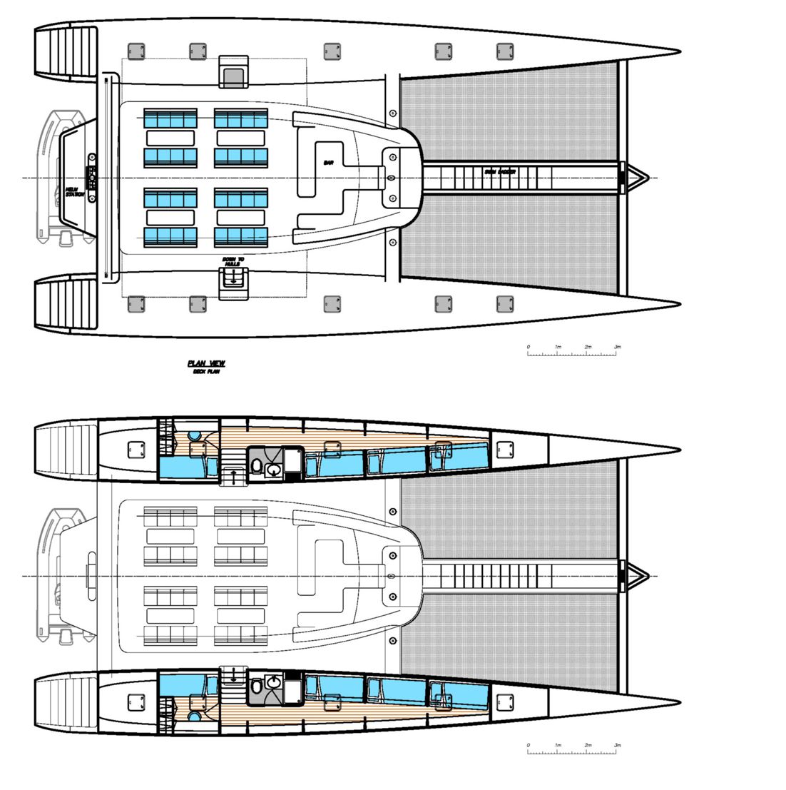 Blubay 72' Day Charter passager cata voile par Luc Simon, architecte et designer naval, constructeur de bateau.