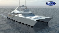 Le Blubay 80, catamaran multicoque moteur, par Luc Simon architecte naval, constructeur de bateau