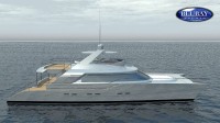 Le Blubay 80, catamaran multicoque moteur, par Luc Simon architecte naval, constructeur de bateau