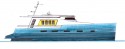 Esquisse kéréon 60' multicoque moteur par Luc Simon, architecte naval et constructeur de bateau.