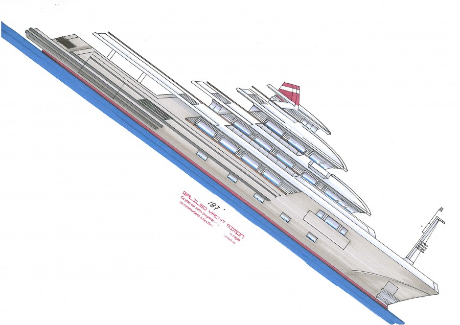 Le Galiléo 187' (55-57m) EXPLORER - grand bateau à moteur monocoque par Luc Simon architecte naval & designer