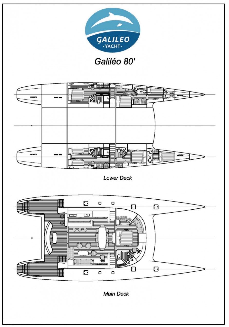 Le Galiléo 80' : un catamaran voile, design Galileo Yacht Simon.