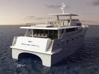 le yacht Kéréon 110 est destiné à la croisière. Sa carène Wave Percing lui permet d’affronter toutes les conditions de mer dans un confort étonnant.