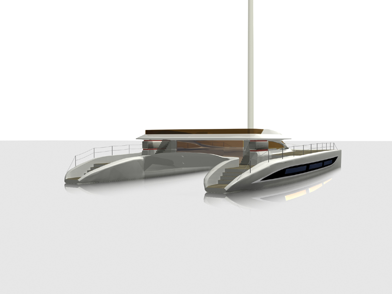 Kéréon yacht 65-67' catamaran à voile vue 3D - conception Groupe Simon