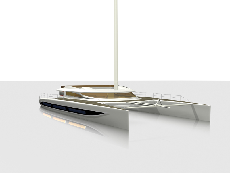 Kéréon yacht 65-67' catamaran à voile vue 3D - conception Groupe Simon