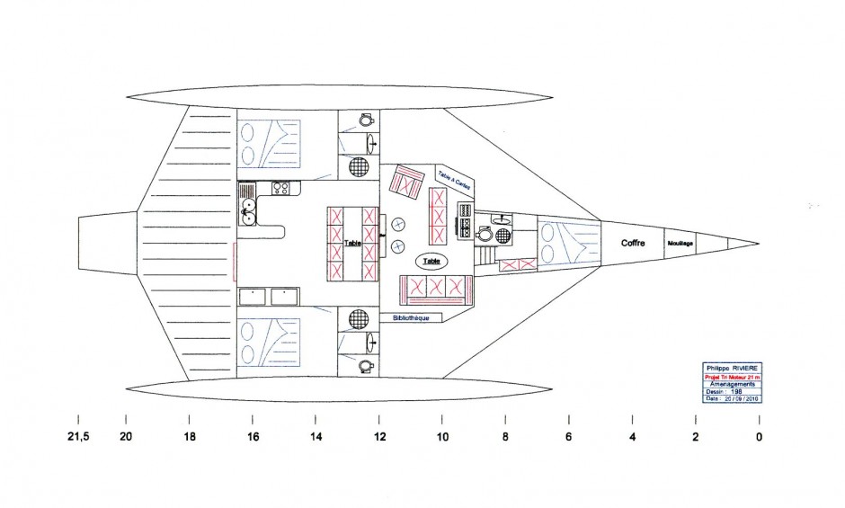 Le Kéréon 69' trimaran par Luc Simon, architecte naval et constructeur de bateau.