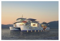 Kéréon 78'-100' Houseboat trimaran moteur : design Luc Simon (architecte naval).