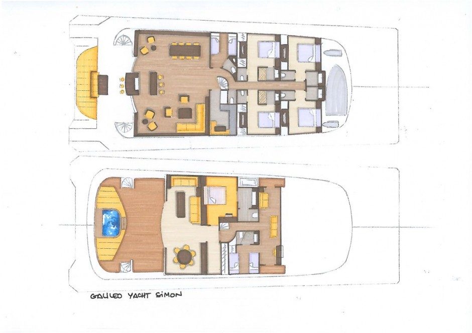 Le Montara 105' quadrimaran, multicoque moteur, concept Luc Simon architecte naval