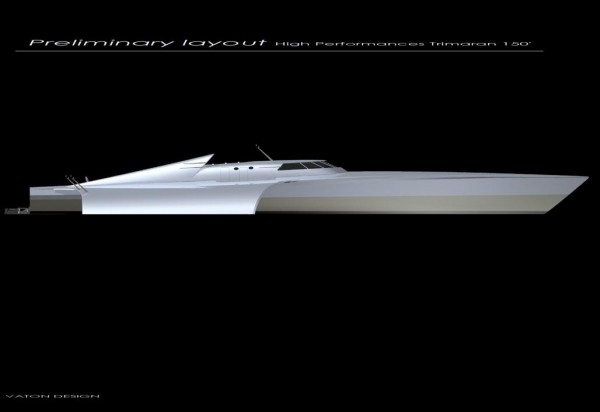 Le Montara 163' trimaran rapide, design naval : Luc Simon et Gilles Vaton