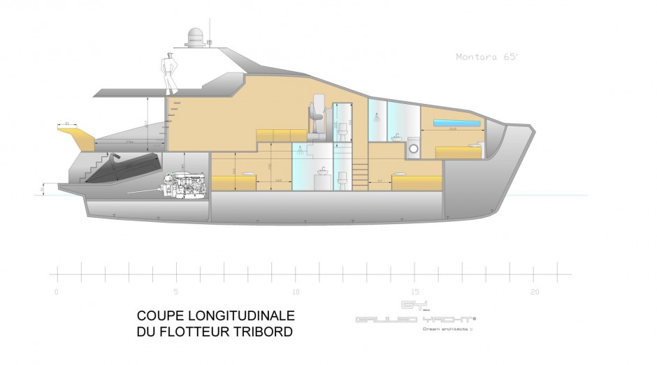 Montara 65 , bateau multicoque moteur par Luc Simon, architecte et designer naval.