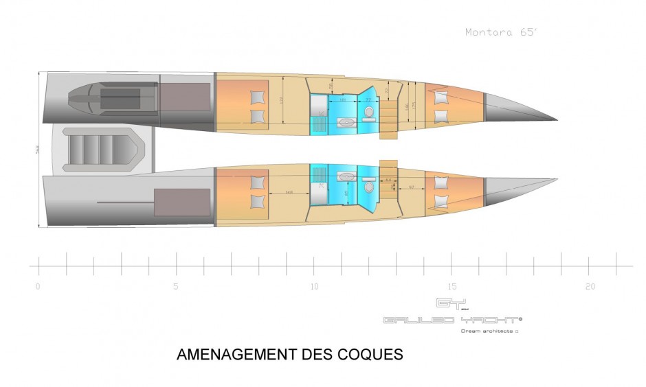 Montara 65 , bateau multicoque moteur par Luc Simon, architecte et designer naval.