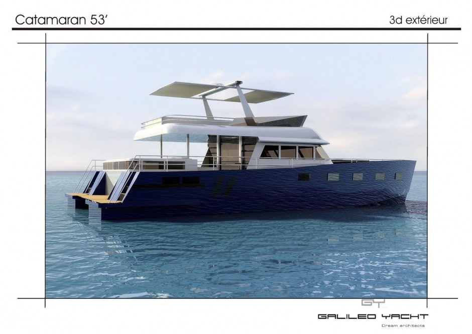 Voyager 53' Powe bateau multicoque moteur par Luc Simon architecte naval & designer