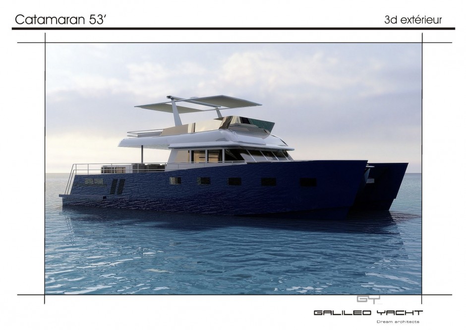 Voyager 53' Powe bateau multicoque moteur par Luc Simon architecte naval & designer