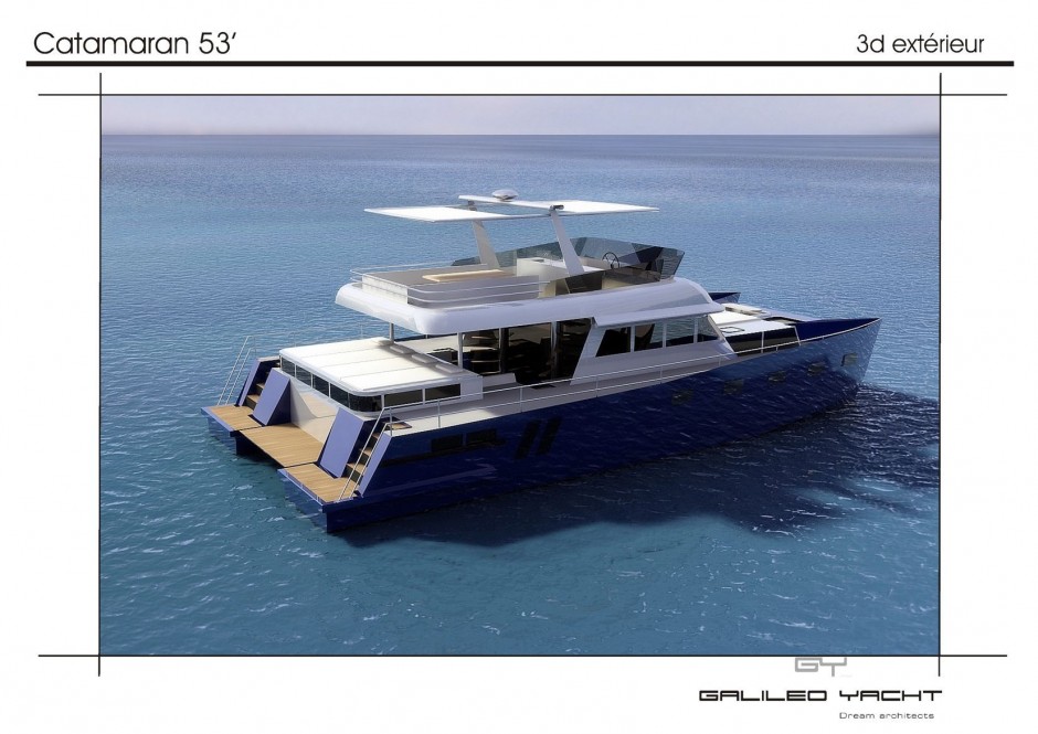 Voyager 53' Powe bateau multicoque moteur par Luc Simon architecte naval & designer