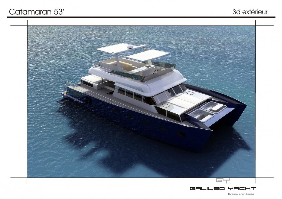 Voyager 53' Powe bateau multicoque moteur par Luc Simon architecte naval & designer