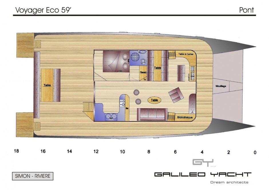 Voyager 59' Ecova bateau multicoque moteur par Luc Simon architecte naval & designer