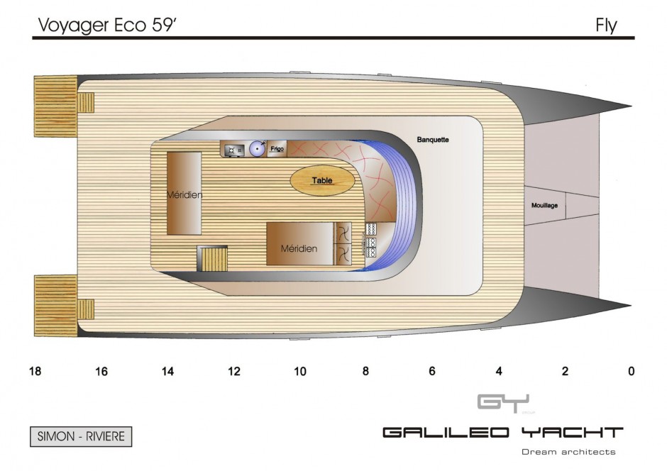 Voyager 59' Ecova bateau multicoque moteur par Luc Simon architecte naval & designer