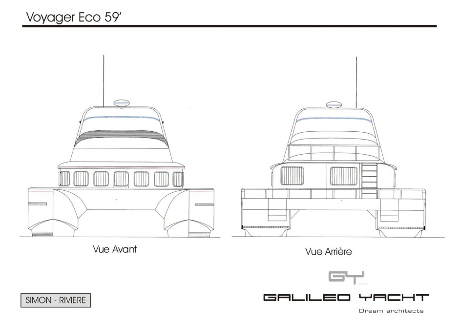 Voyager 59' Ecova bateau multicoque moteur par Luc Simon architecte naval & designer